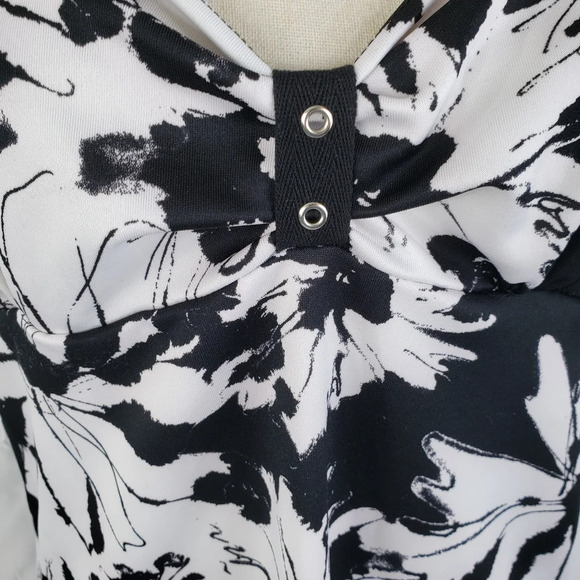 Demi Loon Black-White Floral Bombshell Vixen Pin up Back Corset Tie Dress Sz 2XL - Picture 3 of 14